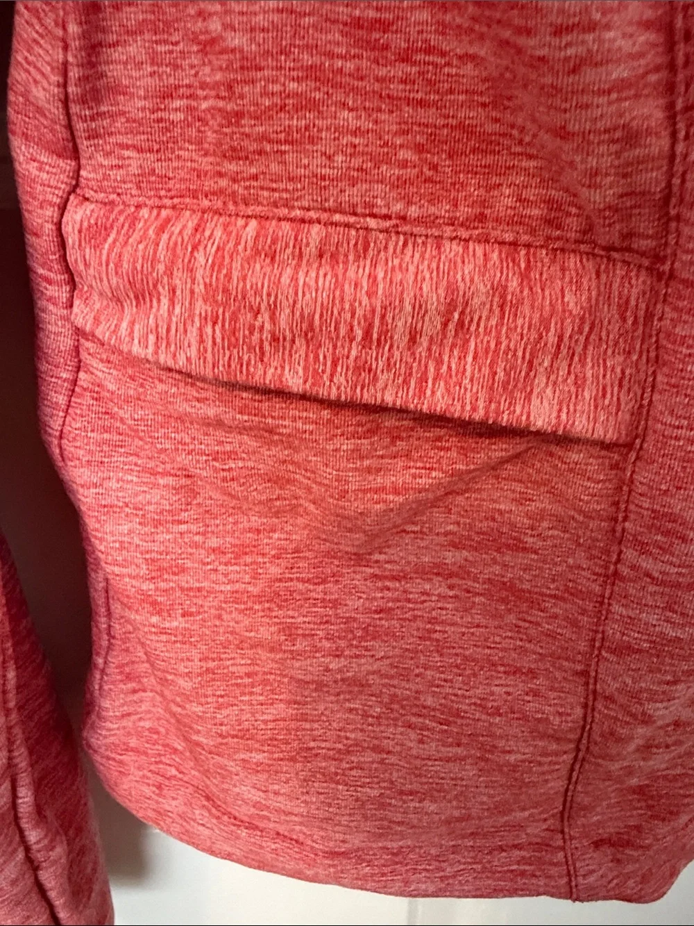 oiselle heathered coral crewneck logo long sleeve top